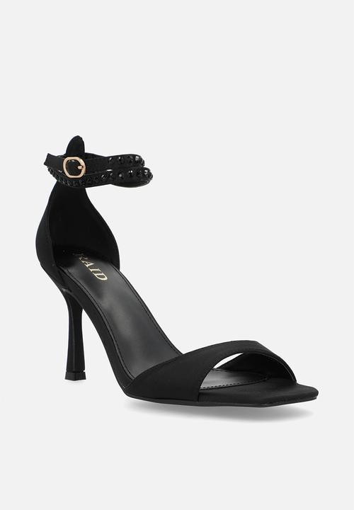 Raid London - Evita stiletto ankle strap heel - black satin