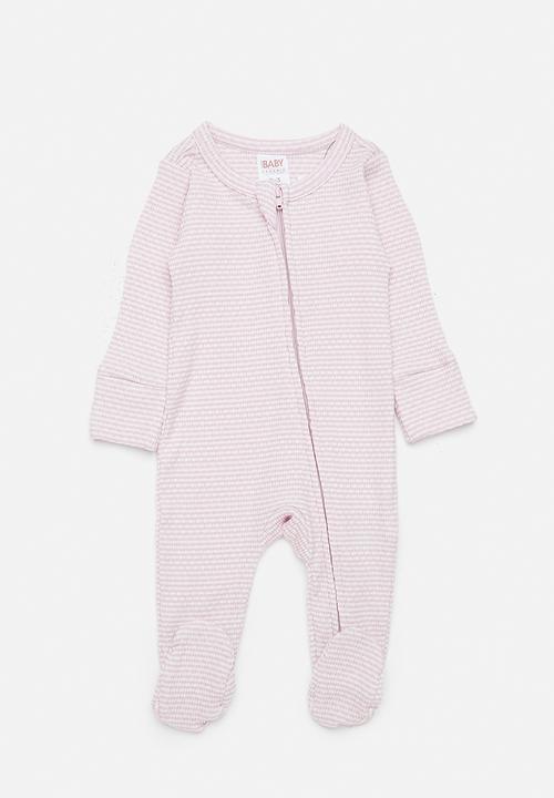 Cotton On - Organic Pointelle Long Sleeve Bubbysuit -  Thistle/Finley Stripe & Milk hearts
