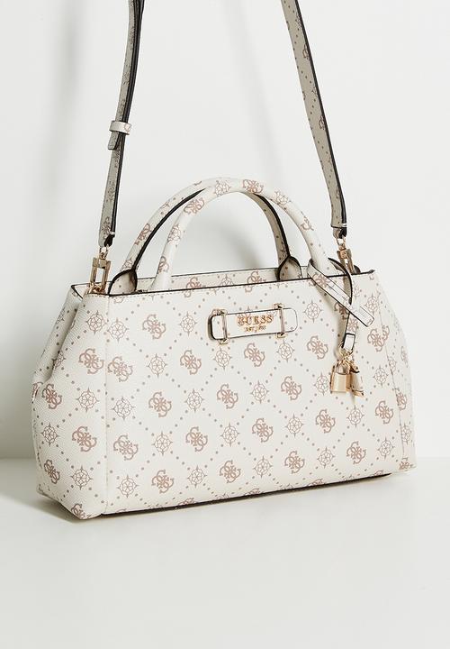 GUESS - Carrie Logo Girlfriend Satchel - Vanilla