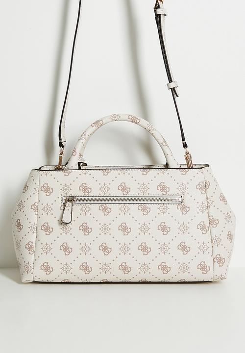 GUESS - Carrie Logo Girlfriend Satchel - Vanilla