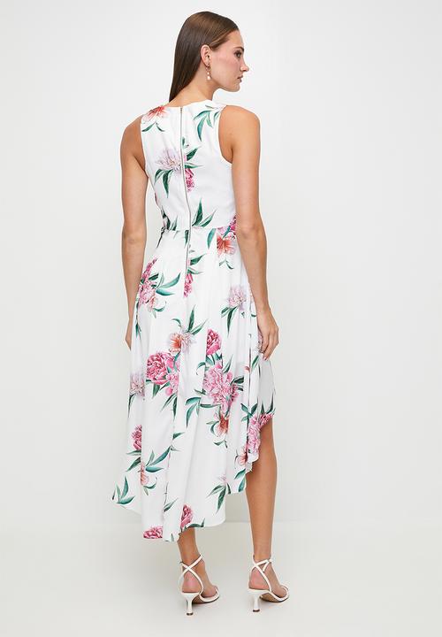 Izabel London - S/Less V-Neck High Low Maxi Dress - Multi White