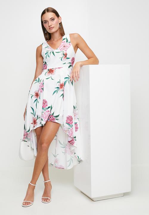 Izabel London - S/Less V-Neck High Low Maxi Dress - Multi White