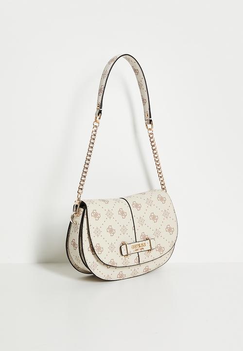 GUESS - Carrie logo flap shoulder bag- vanilla logo