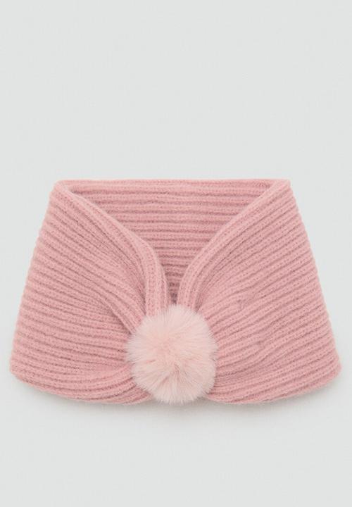 MANGO - Scarf pomponps -Lt-Pastel Pink