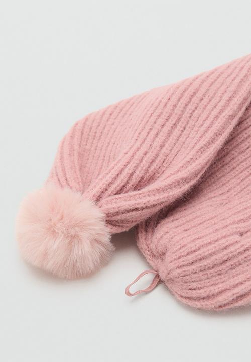 MANGO - Scarf pomponps -Lt-Pastel Pink