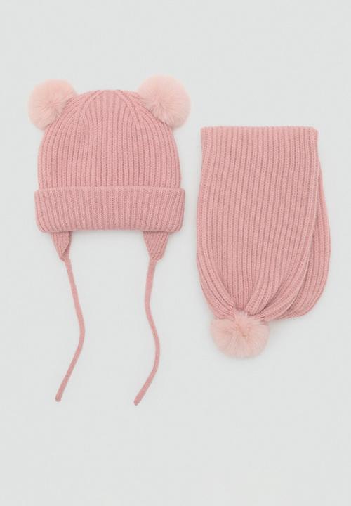 MANGO - Scarf pomponps -Lt-Pastel Pink