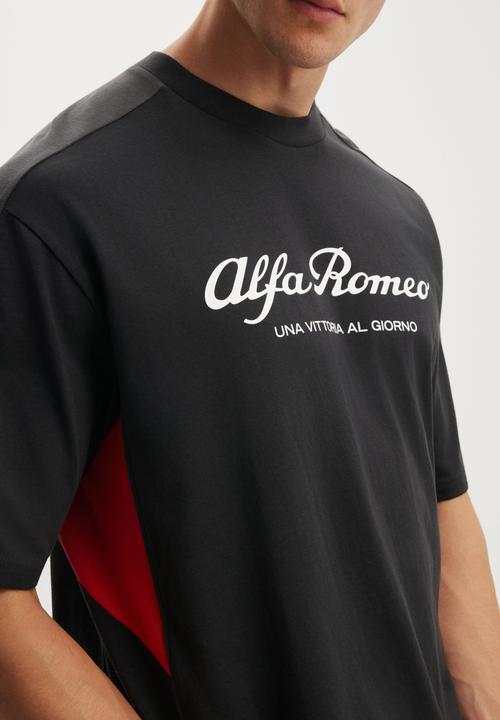 Cotton On - Cropped Fit Alfa Romeo T-Shirt - Lcn Alf Washed Black / Panel