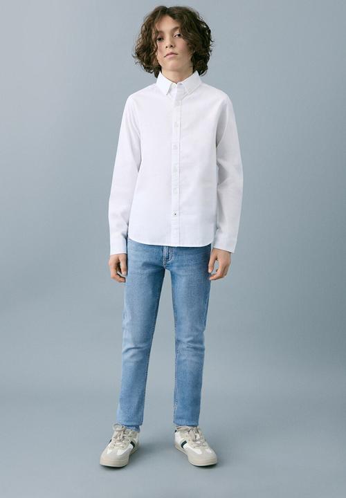 MANGO - Jeans SLIM - Open Blue