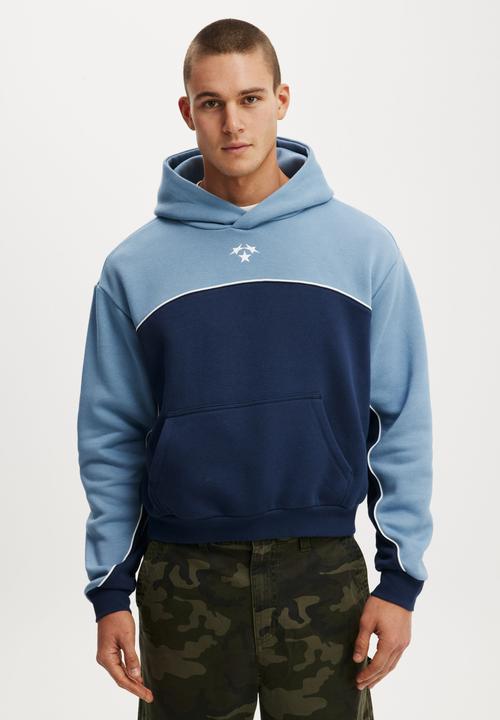 Cropped Fit Graphic Hoodie - Chalk Blue/Panel
