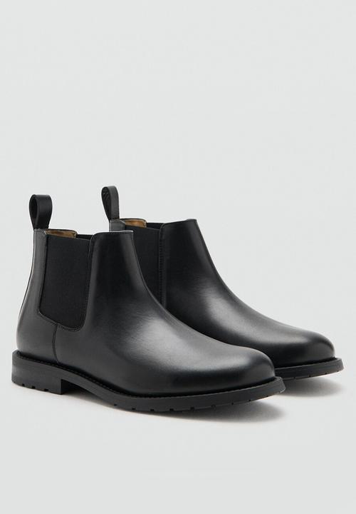 MANGO - Track ankle boot - black leather