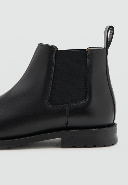 MANGO - Track ankle boot - black leather