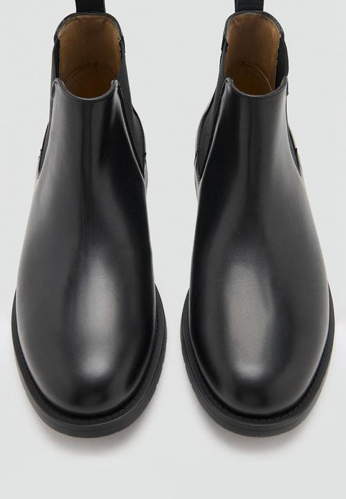 MANGO - Track ankle boot - black leather