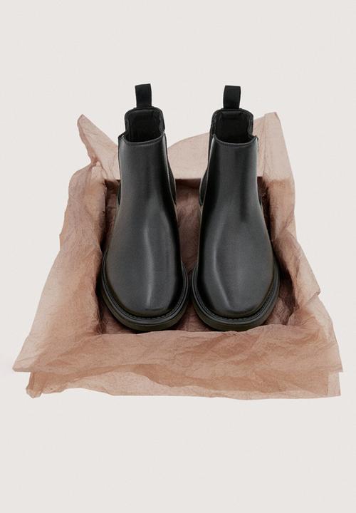 MANGO - Track ankle boot - black leather