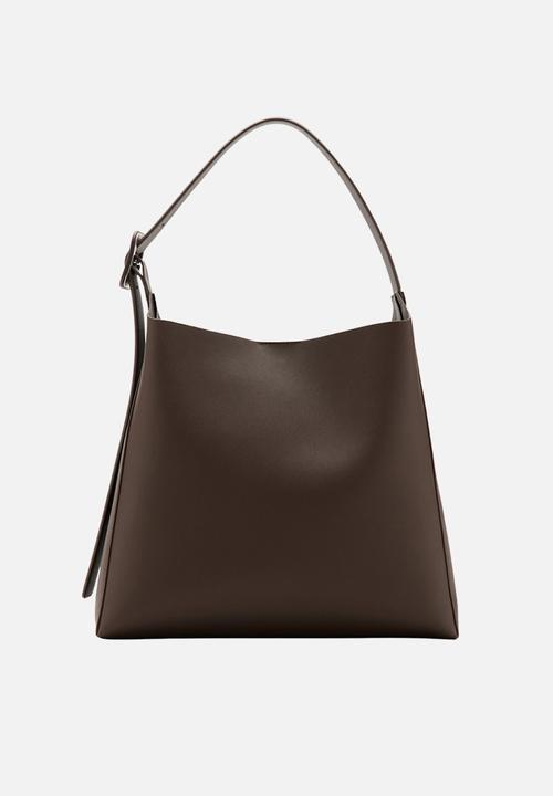 MANGO - Winnie shoulder bag - dark brown