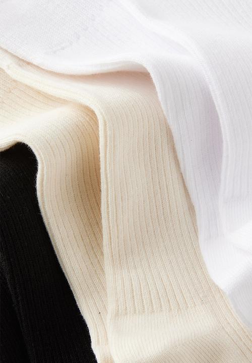 Cotton On - 3 Pack Easy Socks - White/Bone/Black