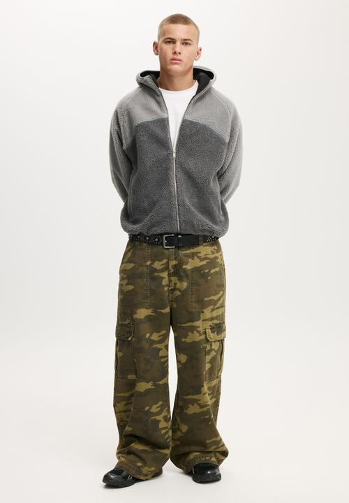 Cotton On - Hooded Teddy Jacket - Grey Panel