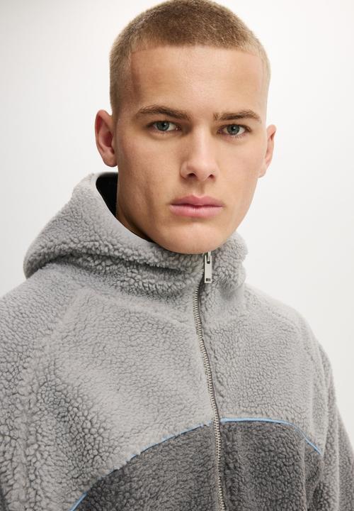 Cotton On - Hooded Teddy Jacket - Grey Panel