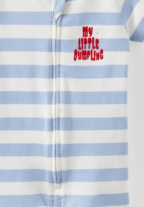 Cotton On - The Short Sleeve Zip Romper -  Dawn Blue/My Little Dumpling