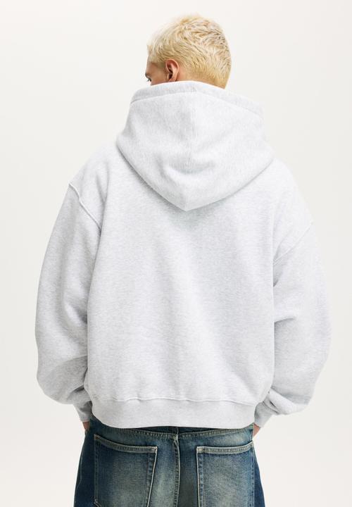 Cotton On - Cropped Zip Up Hoodie - Grey Marle