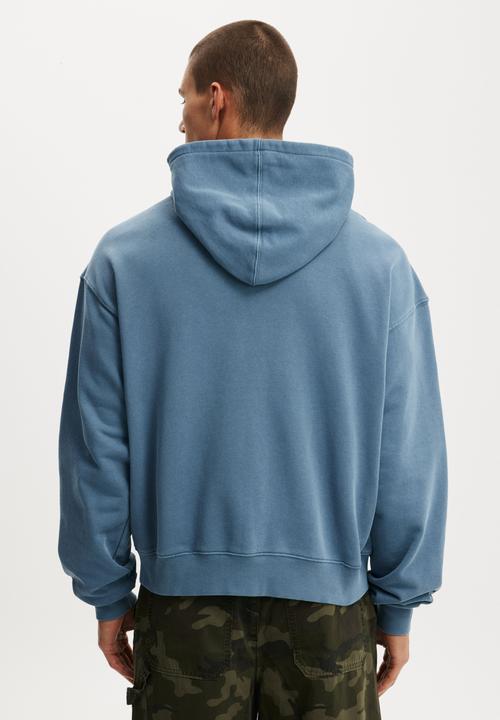 Cotton On - Cropped Zip Up Hoodie - Steel Blue Wash