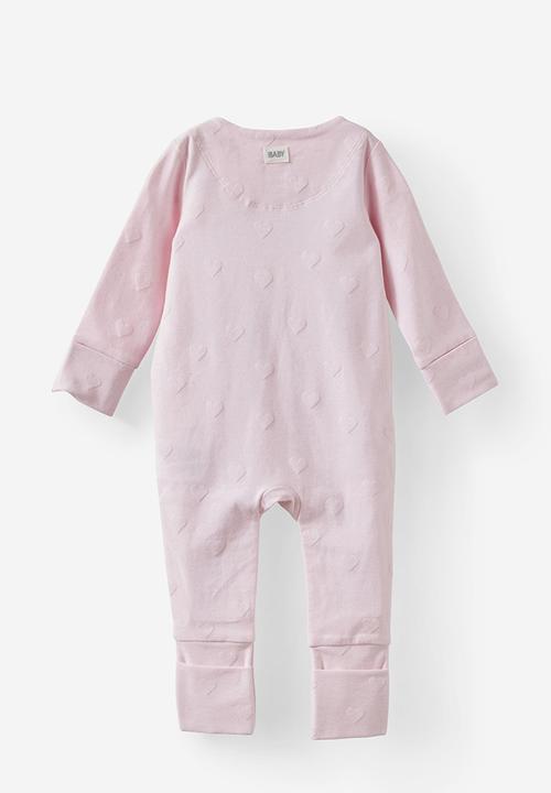 Cotton On - The Long Sleeve Zip Romper - Tea Party Pink/Textured Heart