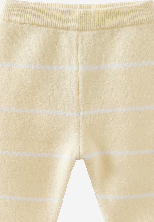 Cotton On - Organic Rib Knit Legging - Lemon Squash/Stripe