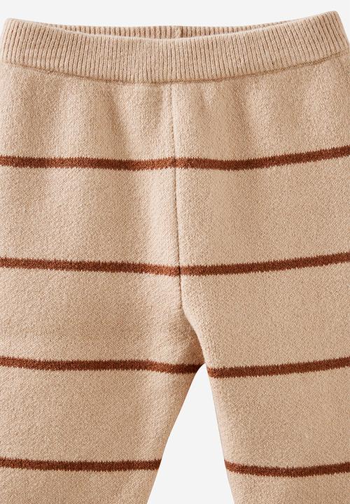 Cotton On - Organic Rib Knit Legging - Latte Cream/Double Stripe