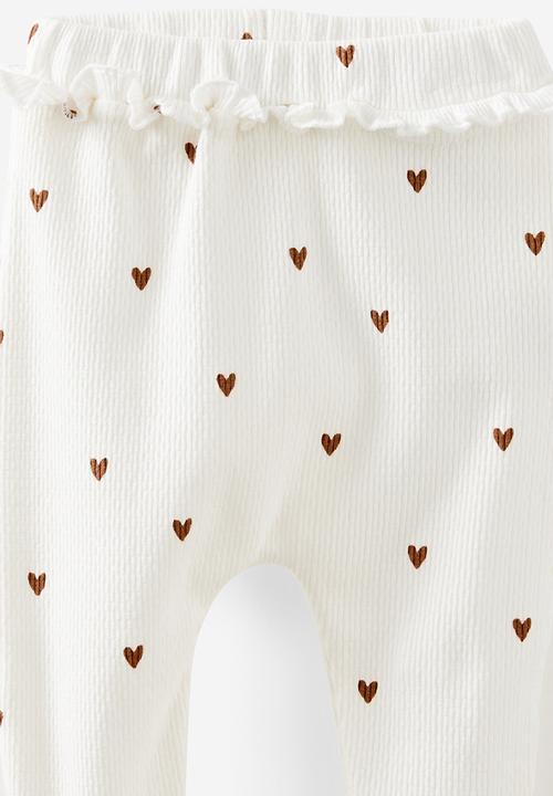 Cotton On - Organic Pointelle Footed Legging - Thistle/Double Stripe