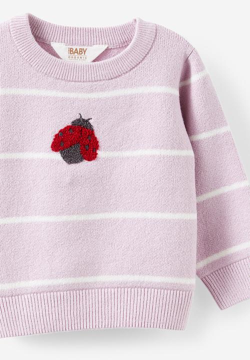 Cotton On - Organic Knit Sweater - Thistle/Double Stripe