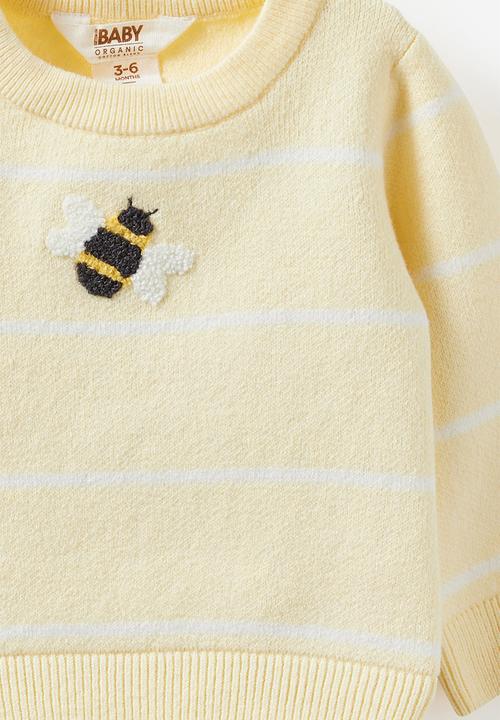 Cotton On - Organic Knit Sweater - Lemon Squash/Stripe