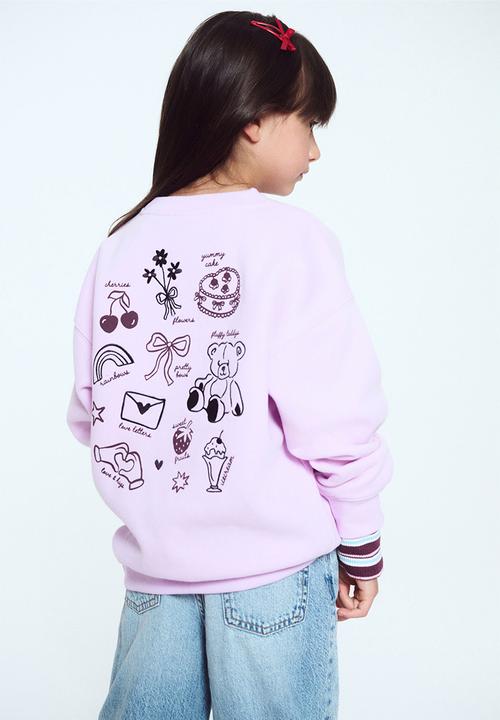 Cotton On - Sammy Oversized Crew - Pale Violet/All The Lovely Things
