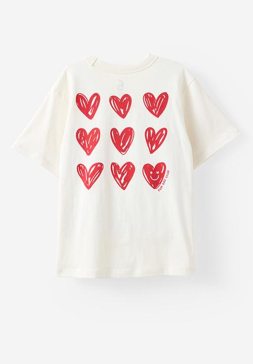 Cotton On - Poppy Oversize Graphic Print Tee - Vanilla/Hearts Fun Day