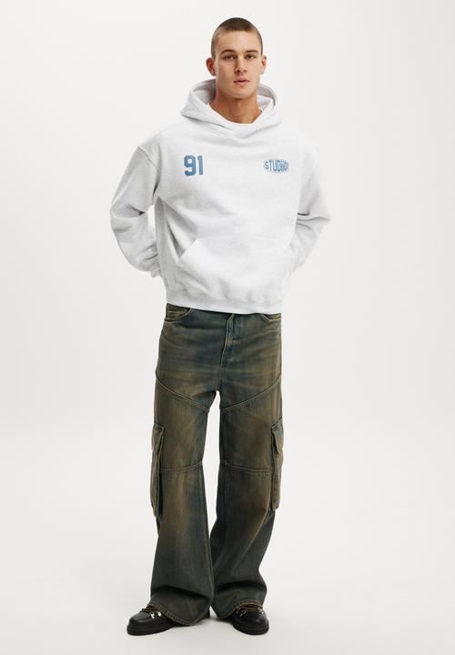Cotton On - Box Fit Graphic Hoodie - Athletic Marle/Studio LA