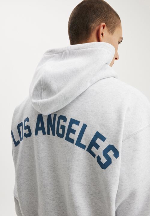 Cotton On - Box Fit Graphic Hoodie - Athletic Marle/Studio LA