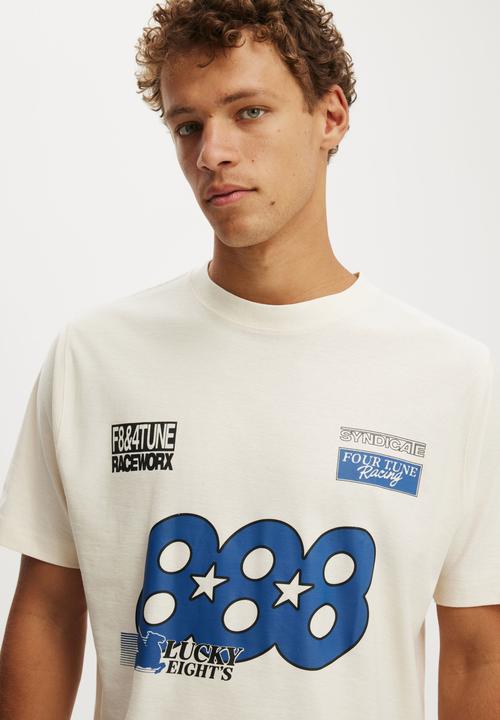 Cropped Fit Graphic T-Shirt - Creampuff/F8 & 4Tune