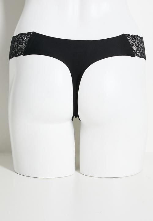 Cotton On - Party Pants Seamless G-String Brief 3Pk - Black/Cream/Violetblue