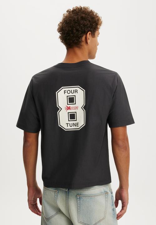 Cotton On - Cropped Fit Graphic T-shirt - Washed Black/Four Tune