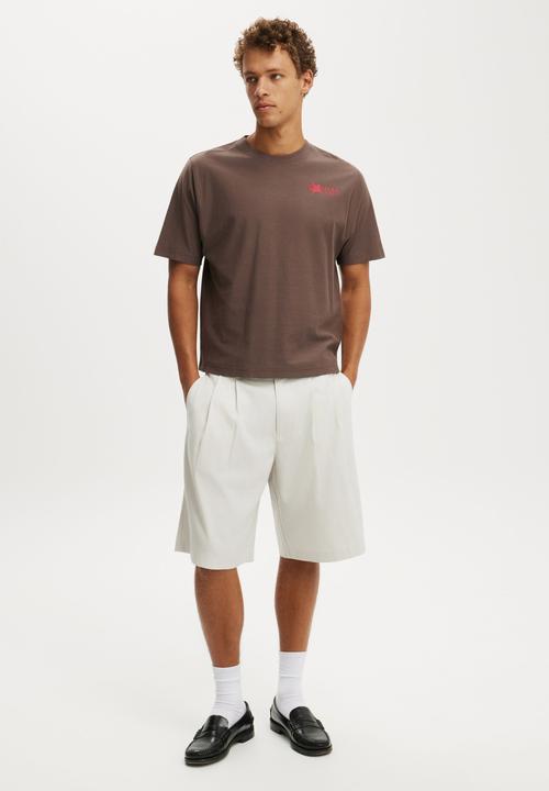 Cotton On - Cropped Fit Graphic T-shirt - Washed Chocolate/Monument