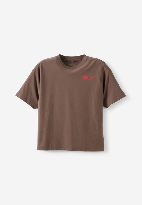 Cotton On - Cropped Fit Graphic T-shirt - Washed Chocolate/Monument