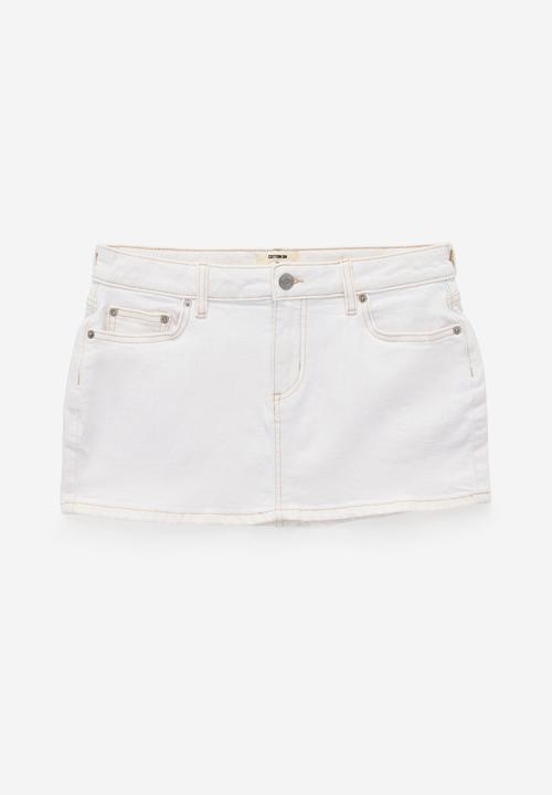 Cotton On - Micro low denim skirt - vintage white