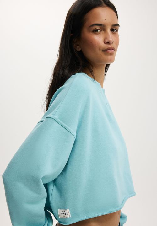 Cotton On - Cropped fleece sweatshirt - aquamarine