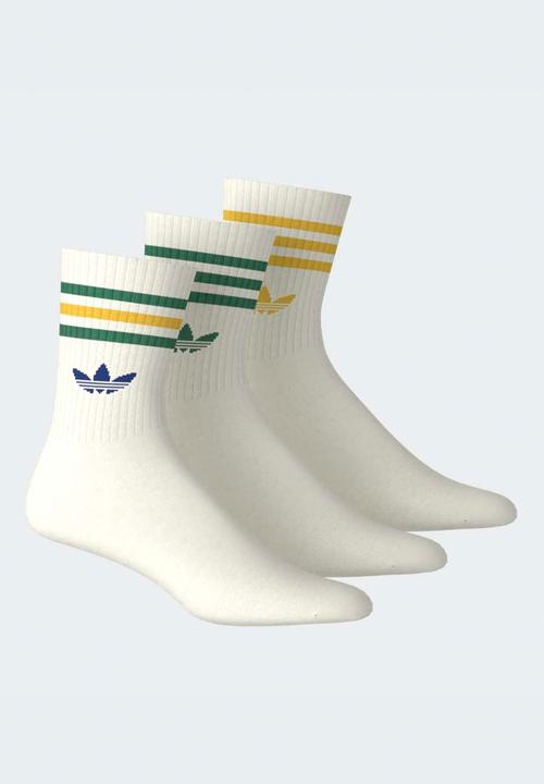 adidas Originals - 3-Stripes Crew Socks 3 Pairs- Off white/off white/off white