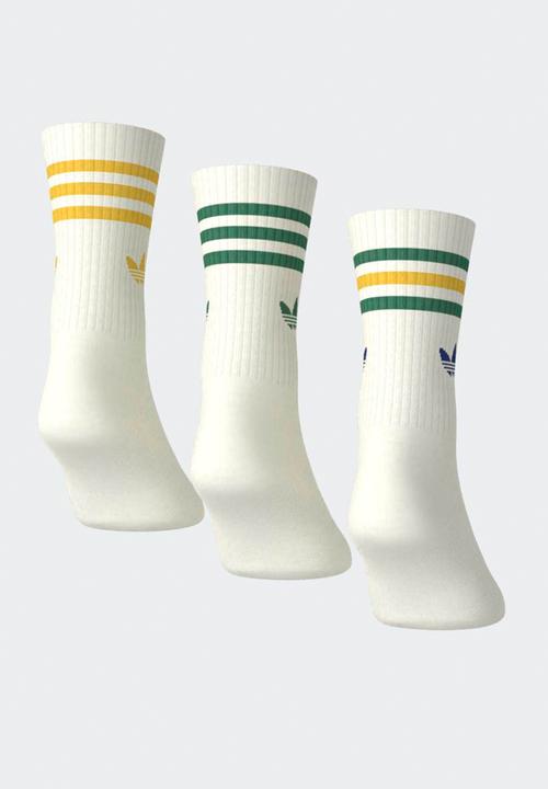 adidas Originals - 3-Stripes Crew Socks 3 Pairs- Off white/off white/off white