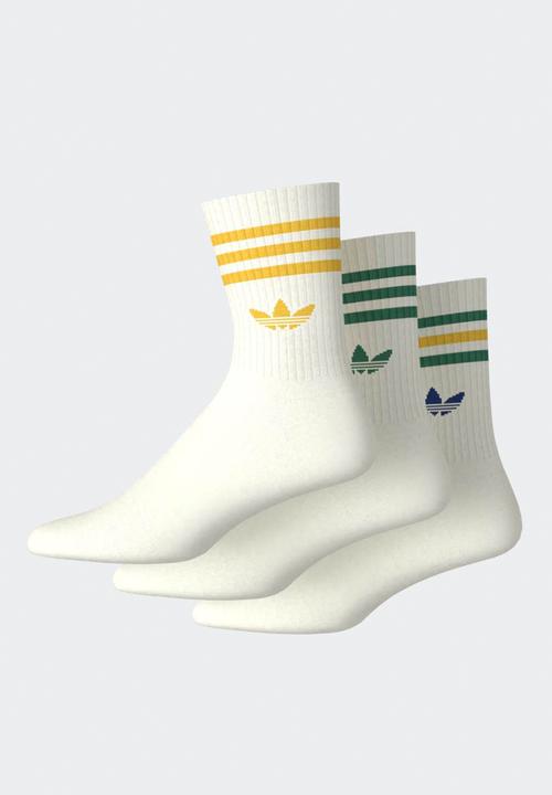 adidas Originals - 3-Stripes Crew Socks 3 Pairs- Off white/off white/off white
