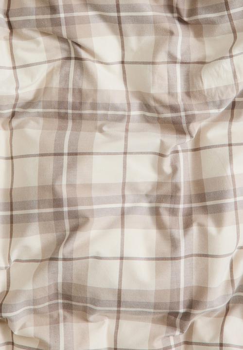 H&M - Flannel double/king duvet cover set - beige/checked