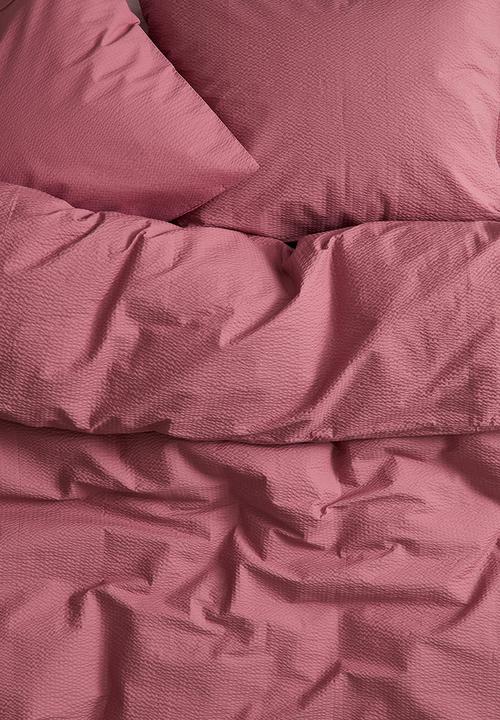 H&M - Seersucker double/king size duvet cover set - dark dusty pink