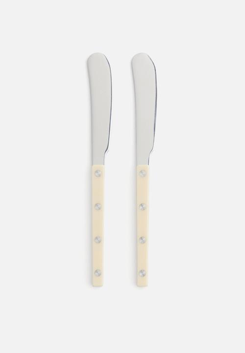 H&M - 2 Pack stainless steel butter knives - light beige