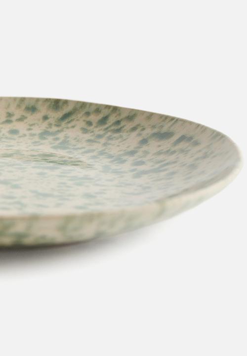 H&M - Stoneware starter plate - green/speckled
