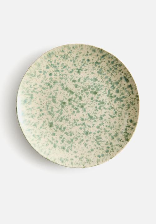 H&M - Stoneware starter plate - green/speckled