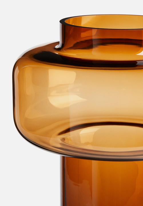 H&M - Tall tiered glass vase - amber-coloured 